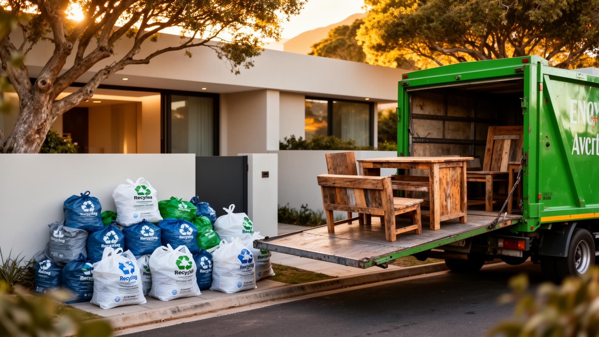 Whatever Removals truck loading furniture at a Cape Town home at golden hour